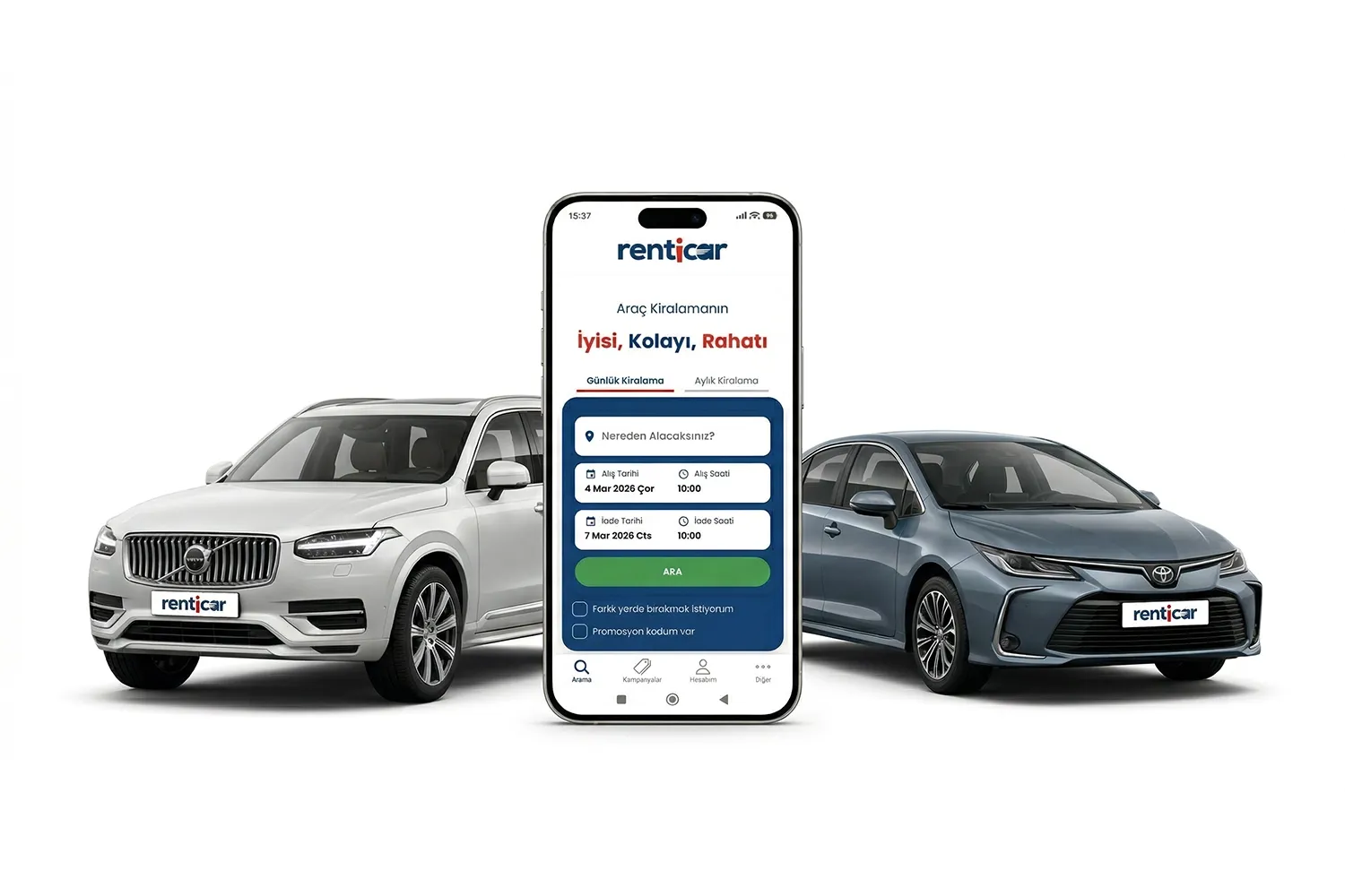 RentiCar Mobil Uygulama ile 3 Adımda Araç Kiralama